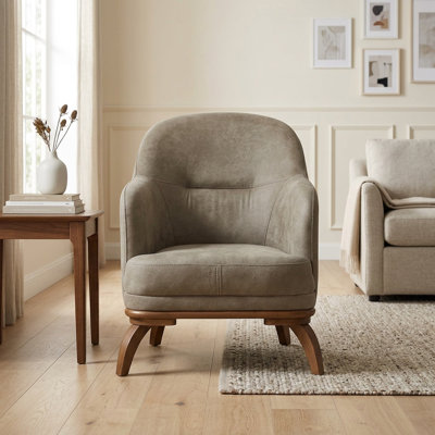 Modern Fabric Accent Chair With Wooden Legs