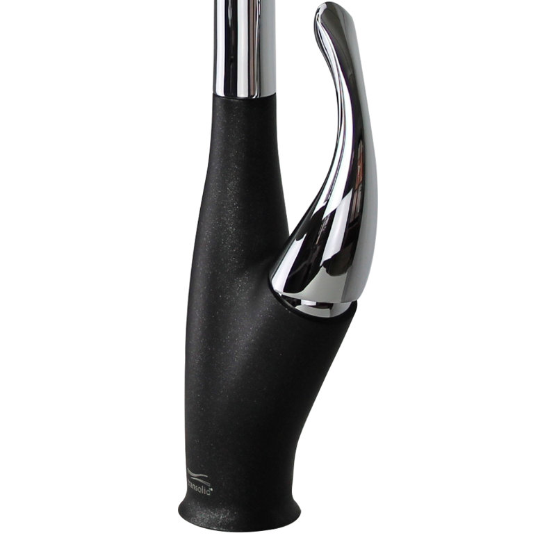 Transolid Layla Pull Out Kitchen Faucet, Polished Chrome/Black