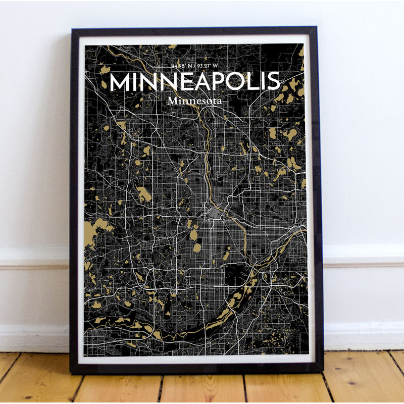 Minneapolis City Map - No Frame Print, 50.8cm H x 40.6cm W x 0.13cm D