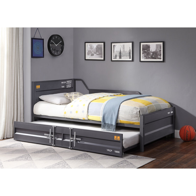 Cargo White Finish Daybed W/Trundle, Gunmetal