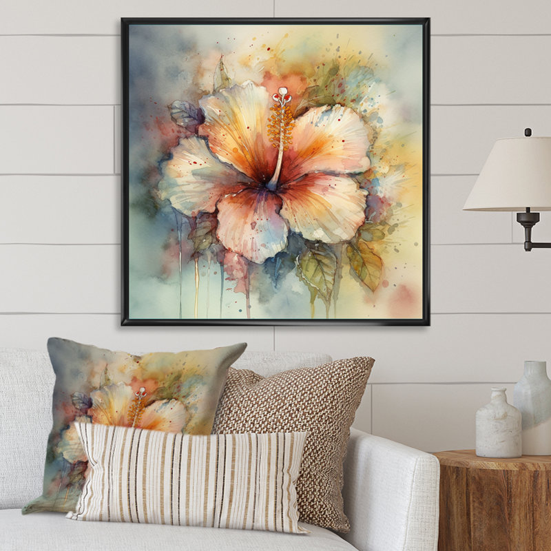 Rubyanne Petals of Hibiscus I sur impression sur toile, H 16 po x l 16 po x P 1 po, Cadre flottant noir