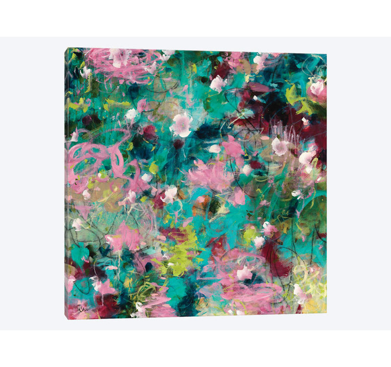 « joyeux beginnings », reproduction sur toile, H 12 po x l 12 po x P 1,5 po, Toile tendue, Pas de tapis