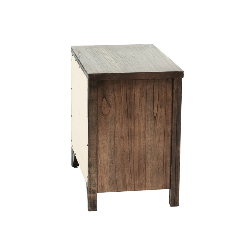 Table de chevet 2 tiroirs en brun pour chambre à coucher - 2 tiroirs en bois