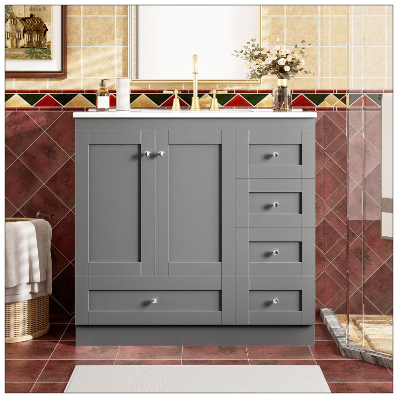 Meuble-lavabo pour salle de bain, Gris