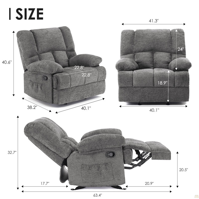 Fauteuil inclinable à bascule surdimensionné pour adultes de salon