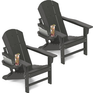 (MAY BE INCOMPLETE) Hdpe Folding Adirondack Chair With Multifunctional Cup Holder