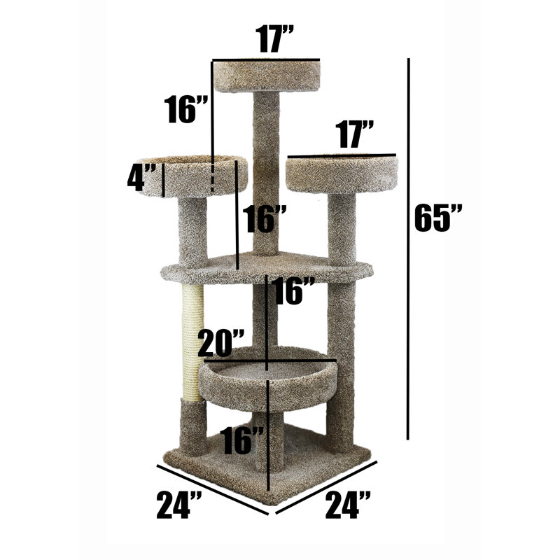 Extra Large Beige Carpet and Sisal Cat Tower