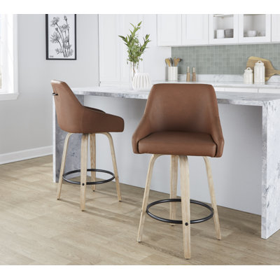 Harper Fixed-Height Bar & Counter Stool with Bent Wood Legs & Round Footrest