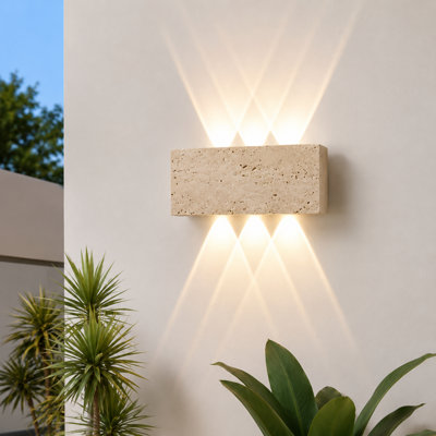 Travertine Rectangular Up Down Outdoor LED Wall Sconce