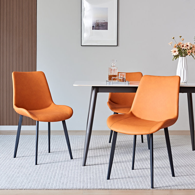 Chaise d'appoint en cuir Angiens, 2, Orange