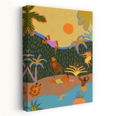 Summer Paradise Colorful Abstract Palm Tree Fruit Summer Wall Art Print