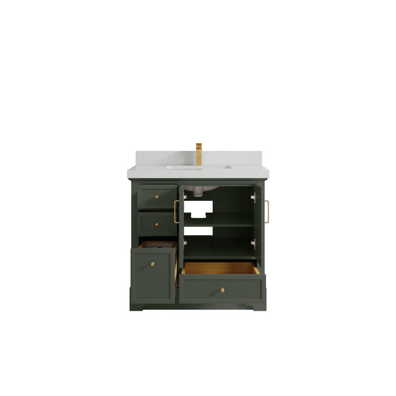 Meuble-lavabo simple 36 po avec plateau en quartz Alys