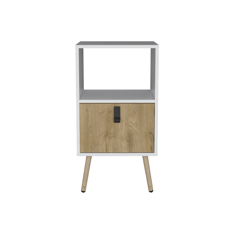 Table de chevet A Magness, chambre, blanc / macadamia