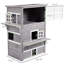 Chaton gris pour l'extérieur, maison pour chat à 3 étages avec plancher surélevé, portes de secours et plateformes de saut
