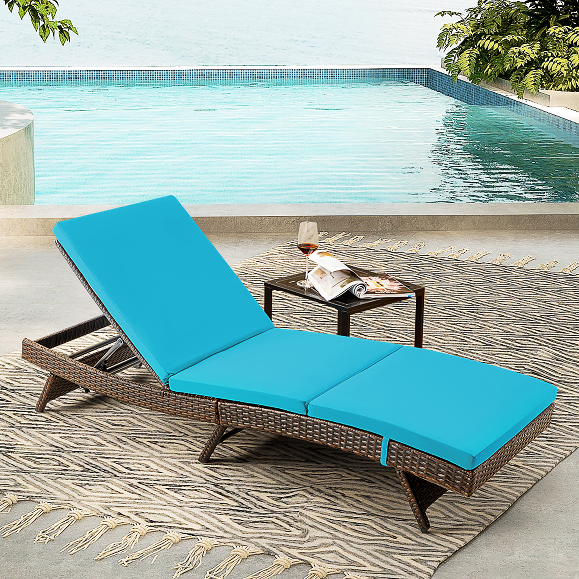 Latitude Run® Outdoor Lounge Chairs Outdoor Wicker Chaise Lounge ...