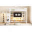 Lit mezzanine double en métal avec meuble télé, lit mezzanine en métal avec escalier et garde-robe, lit mezzanine double-2016452200
