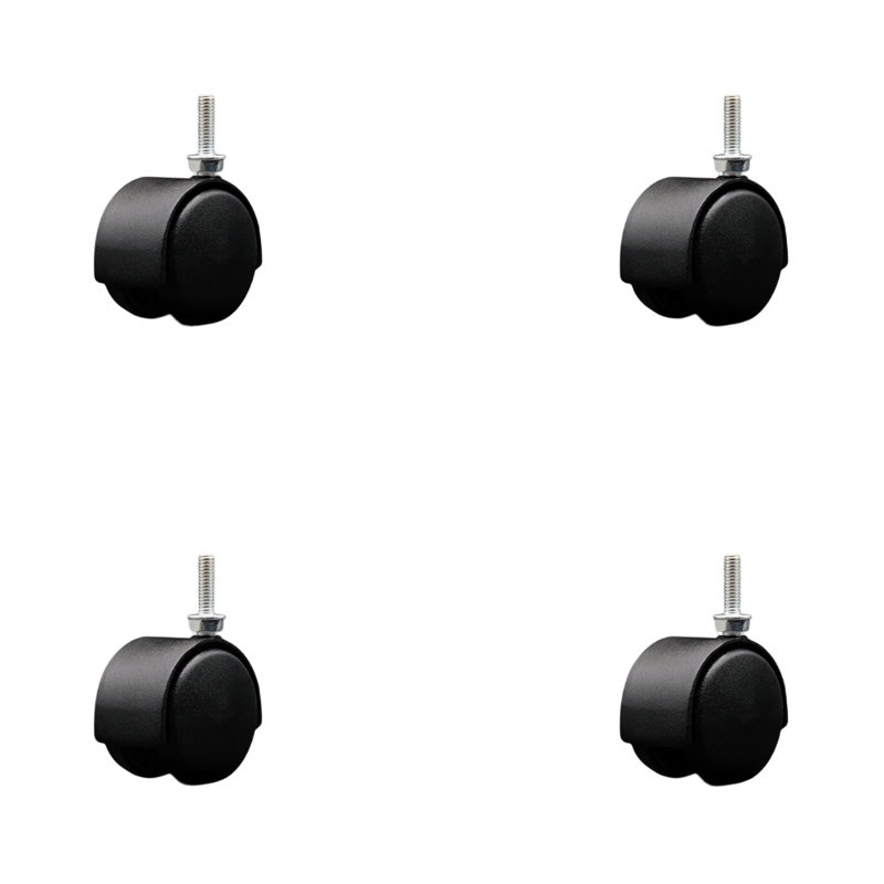 Ensemble de 4 roulettes en nylon noir 2 pouces