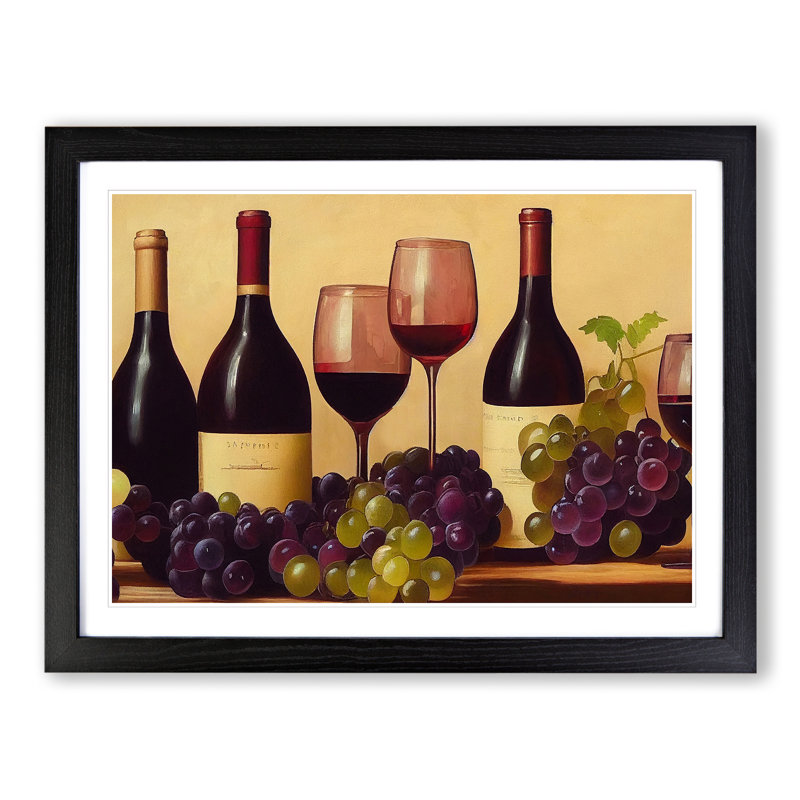 XH1022-10165X Wine Bottle - Single Picture Frame Painting, 46cm H x 64cm W x 2cm D, Black