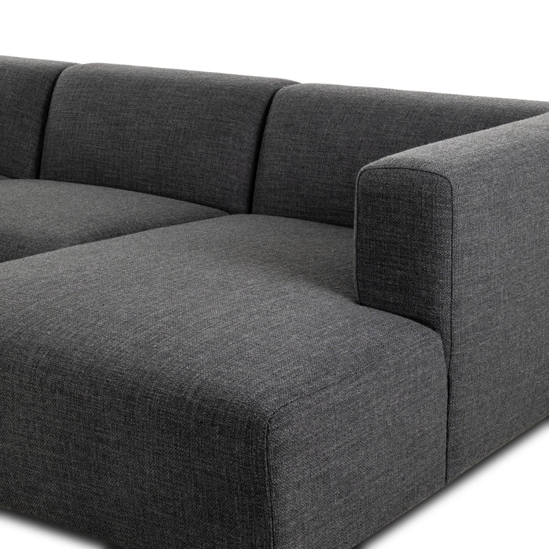 Lawndale Sectional, Saxon Charcoal Polyester Blend, Right Hand Facing