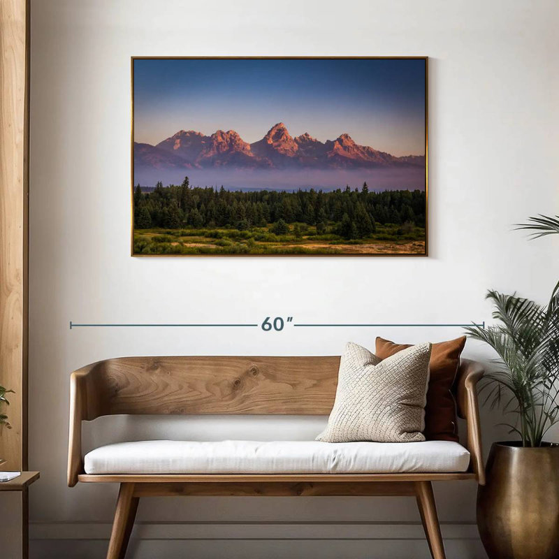 Brume Grand Teton, Cadre flottant doré, 43 po x 29 po