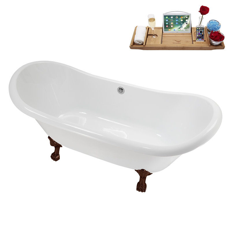 71" Streamline Clawfoot Tub,Tray,Drain and Clawfeet, Oil Bronze, Polished Chrome