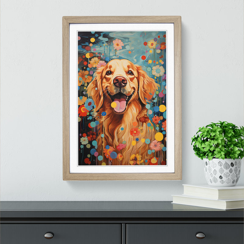 Golden Retriever Dadaism - Framed Print
