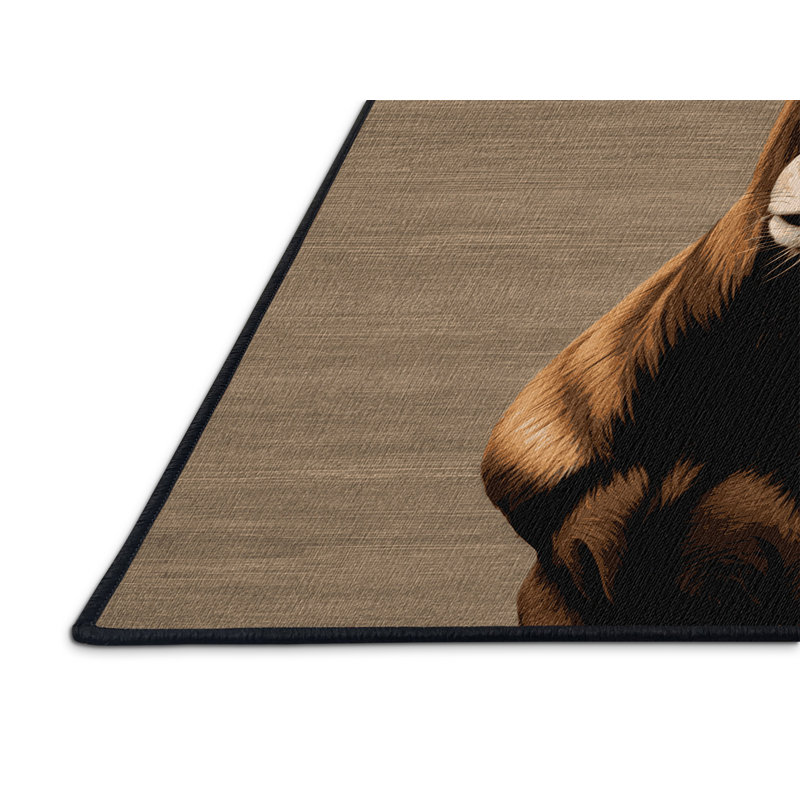 Washable Hartebeest Wildlife Area Rug, Rectangle 5' x 7'