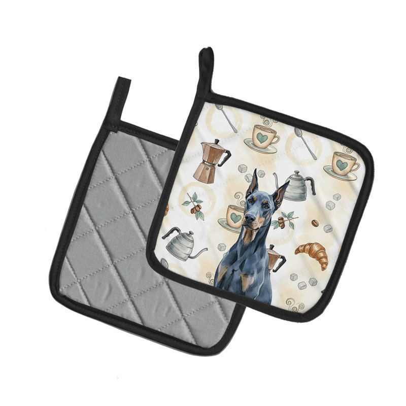 Paire de porte-cafetières Blue Doberman Pinscher