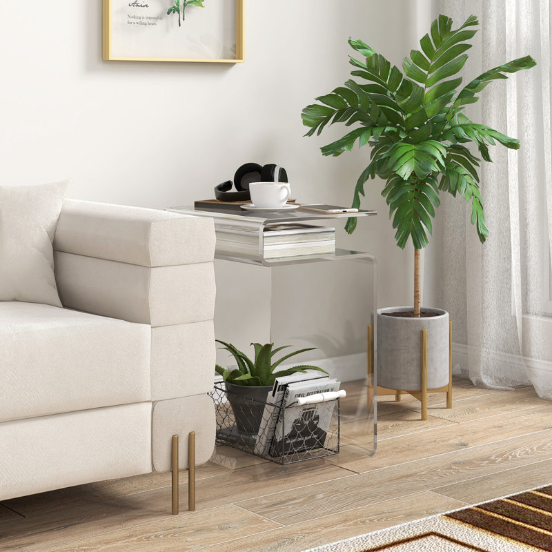 Table de bout en verre transparent