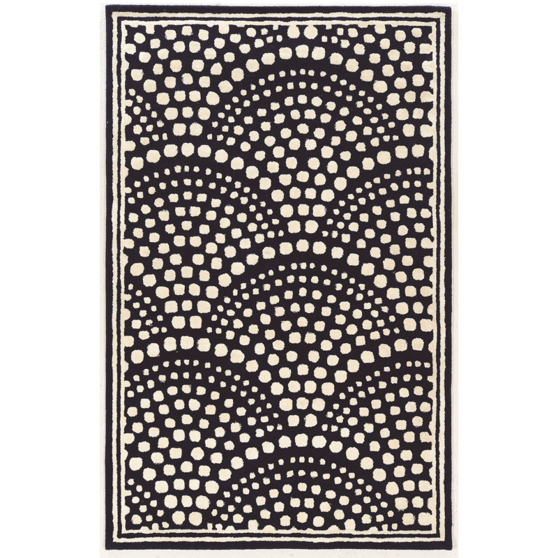 Tapis bleu marine en laine touffeté à la main Arruda, Rectangle de 5 pi x 8 pi