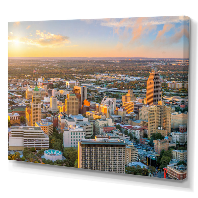 San Antonio, centre-ville du Texas I, H 12 po x l 20 po x P 1 po, Toile tendue