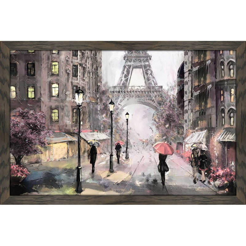 «Paris Streets II», reproduction encadrée, H 21,5 po x l 27,5 po x P 0,75 po, Cadre chocolat patiné