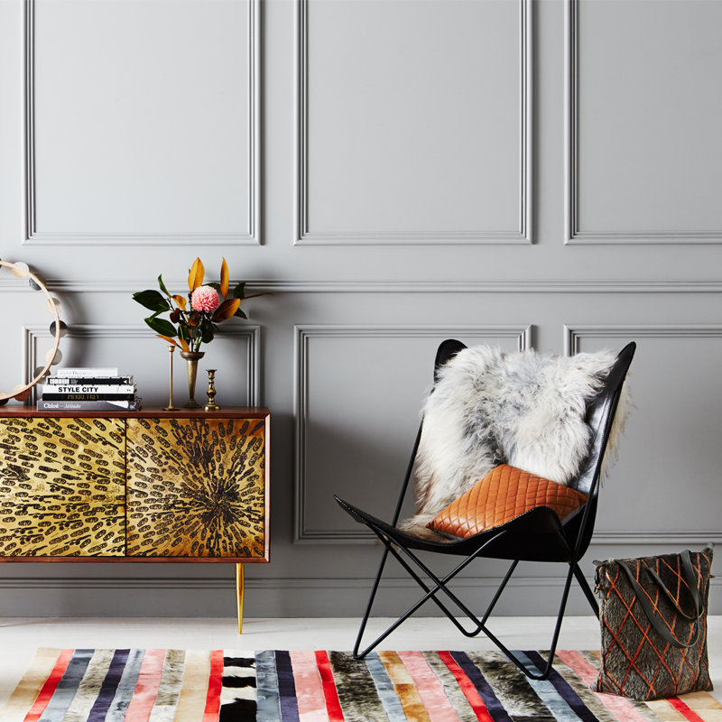 Nueva Raya Cowhide Striped Area Rug, Runner 2'7" x 6'6"