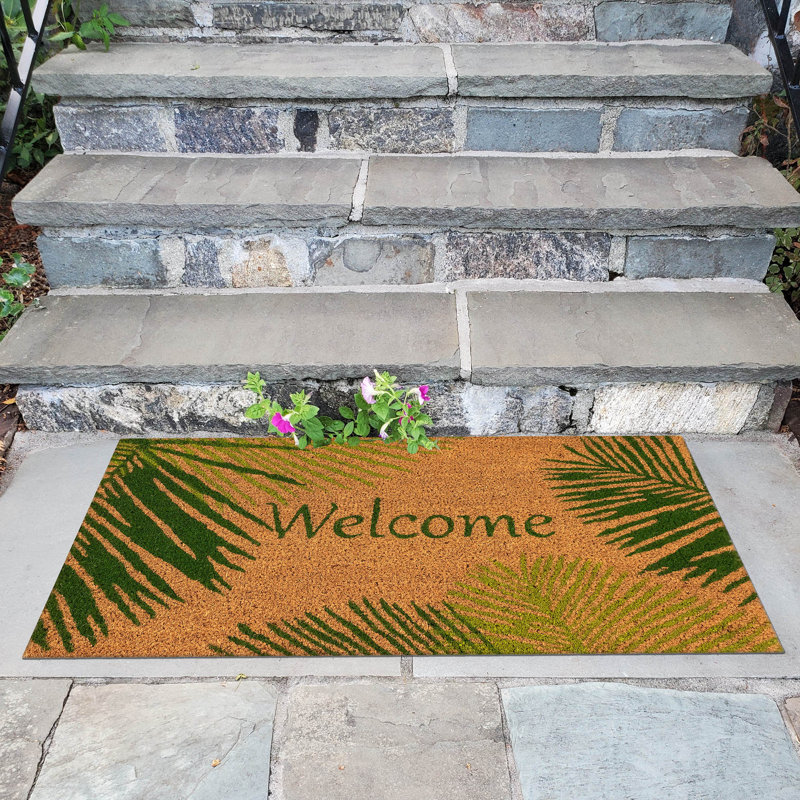 Fair Non-Slip Floral Outdoor Doormat, Rectangle 1'6" x 2'6", Green