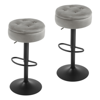 Swivel Upholstered Velvet Adjustable Height Bar Stool