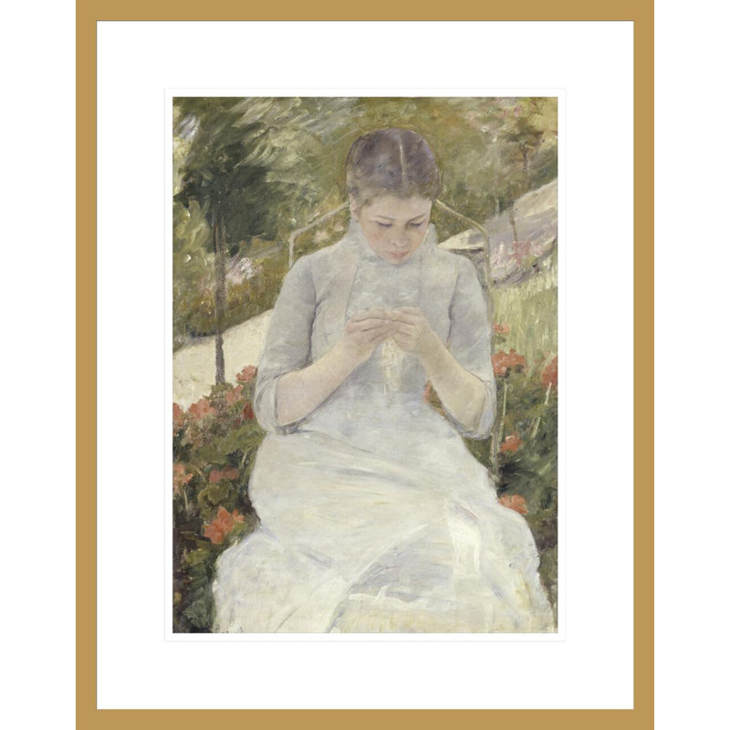 «Girl in the Garden» par Mary Cassatt, impression giclée sur cadre, H 21,75 po x l 17,23 po