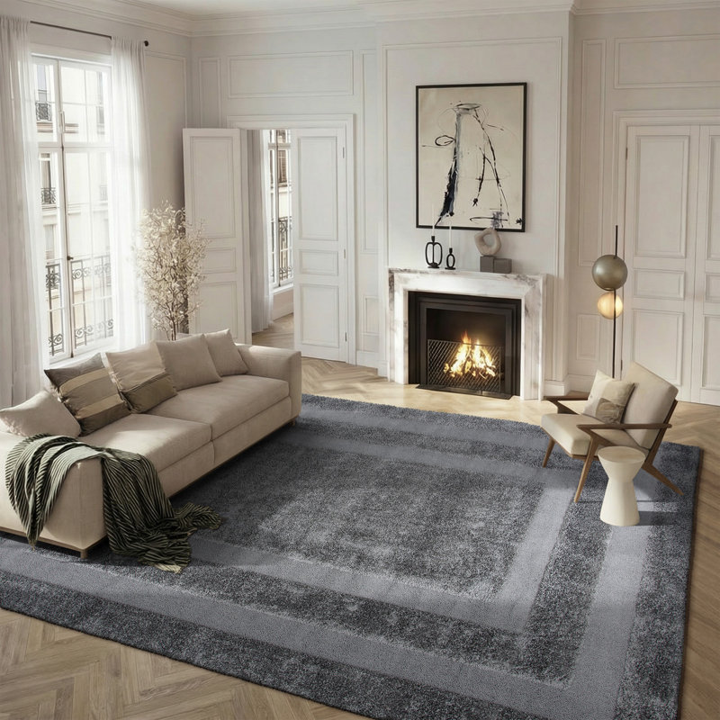 Tapis gris à motif géométrique Assar, Rectangulaire 2 pi x 3 pi