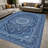 1PC Vintage Persian Medallion Denim Blue area rugs for Living Room, Soft and Comfortable, Suitable for all seasons, easy-to-maintain, machine washable Indoor floor mat, Under Table Farmhouse suitable for dining room, bedroom, kitchen, home office,-1908914726