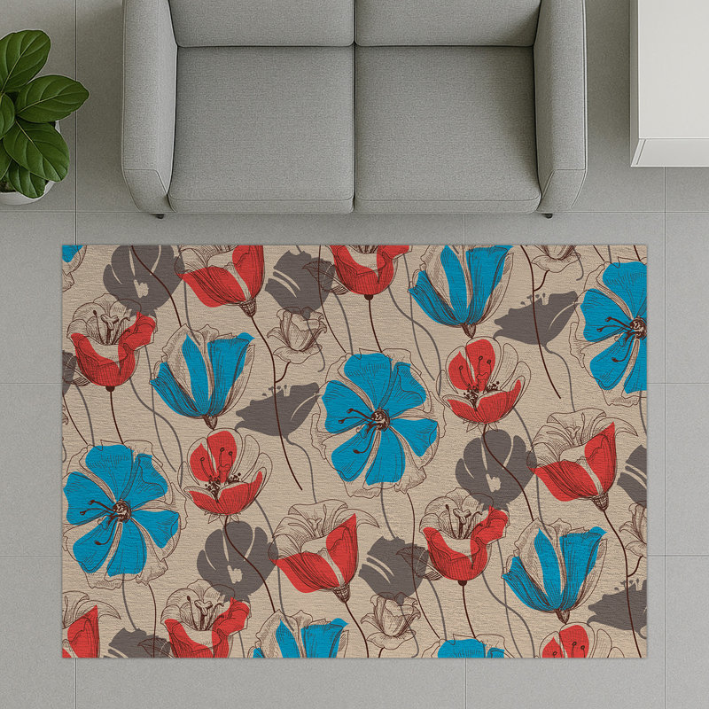 Floral Area Rug, Runner 70 x 140 cm
