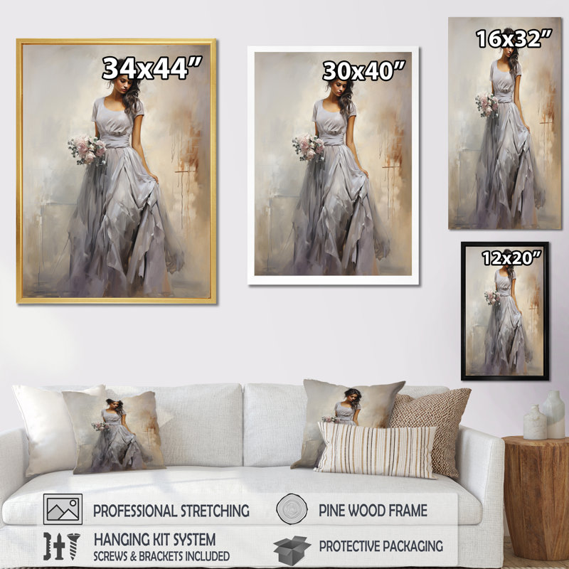 «Gray Dance Quiet Contemplation IV», art mural sur toile, Cadre flottant noir, H 32 po x l 24 po x P 1 po