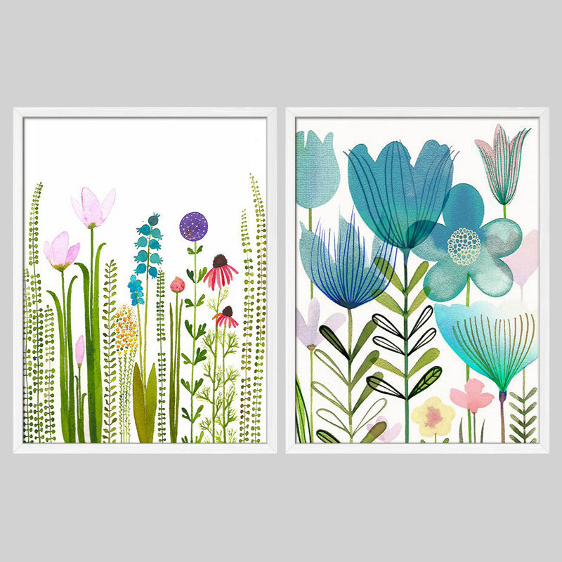 "Green Wildflowers", variété moderne et vibrante, Blanc / Blanc, H 14 po x l 11 po