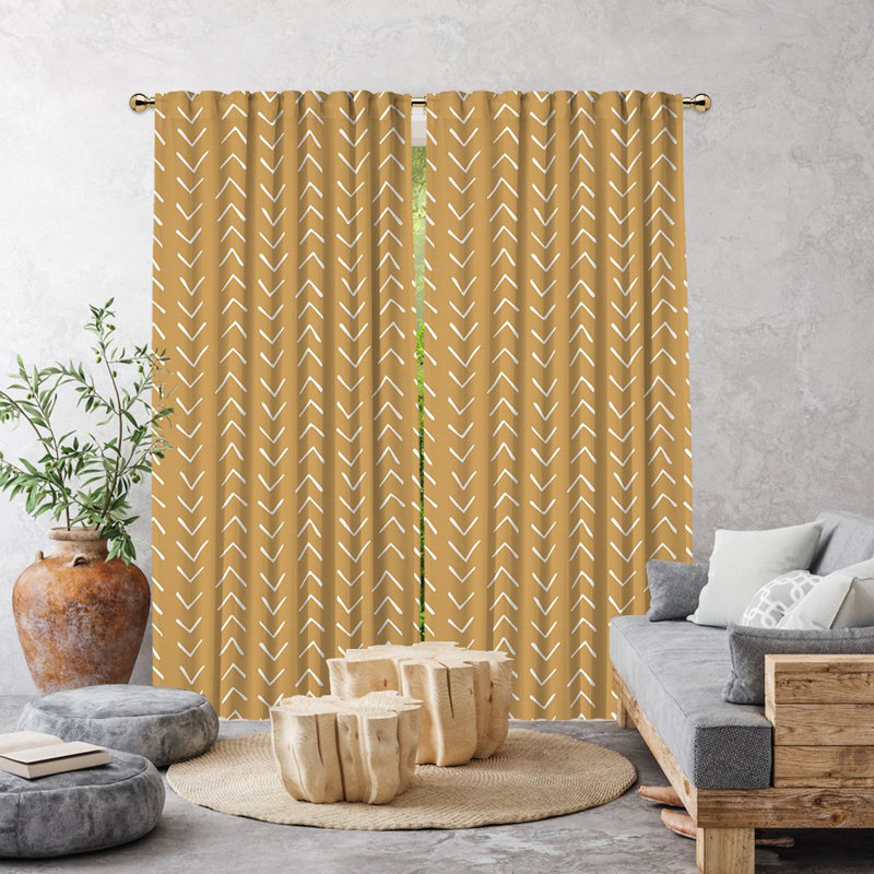 Bohemian Room Lined Single Panel Curtain, 140cm Width x 200cm Drop, Yellow