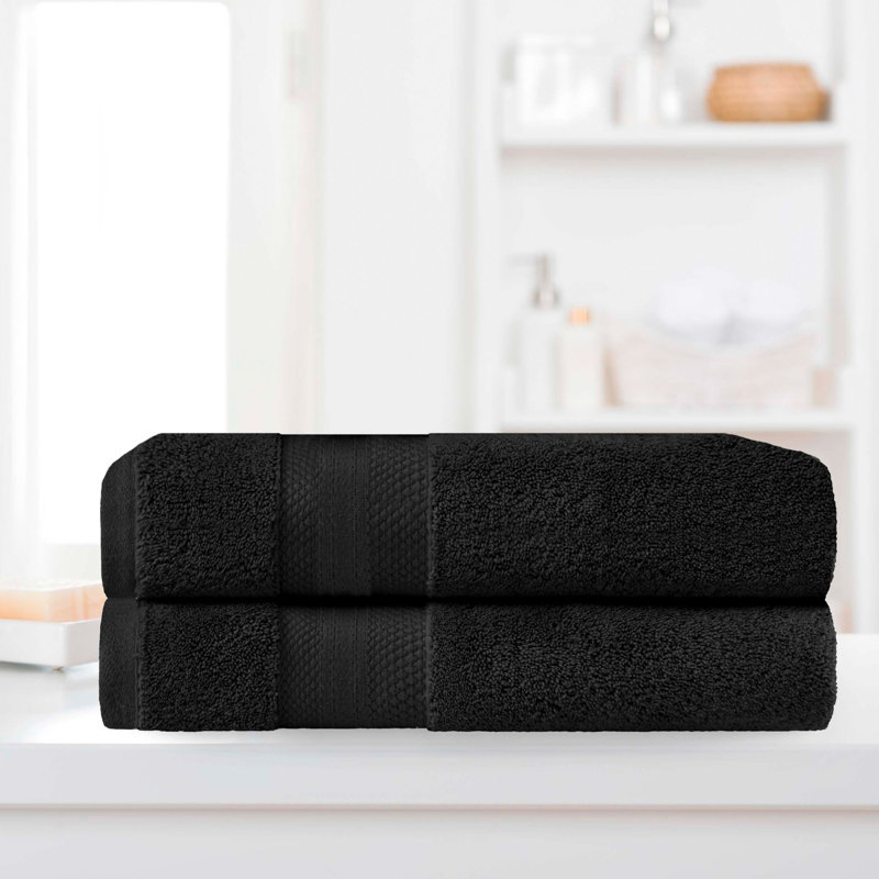 Finnian Plush Heavyweight, 100% Turkish Towel Collection, Black, Bath Sheets - 2 Pack