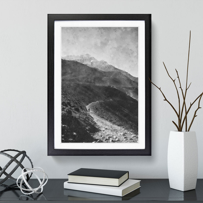 Pathway to the Mountain - Framed Print, 65cm H x 48cm W x 2cm D, Black Framed