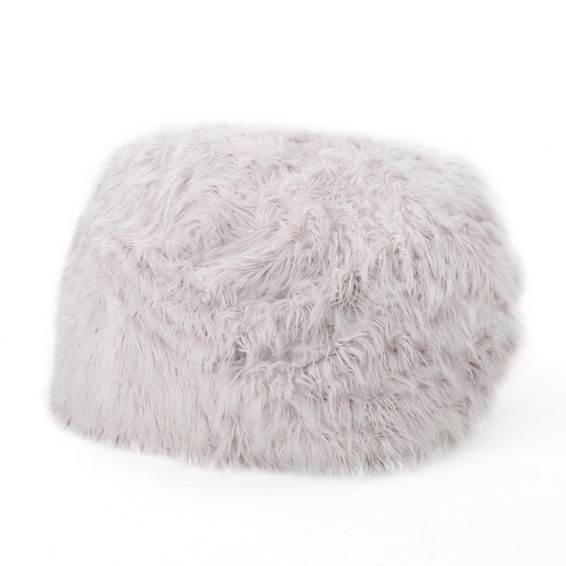 Pouf rond en fausse fourrure 5 pieds, Fausse fourrure crème