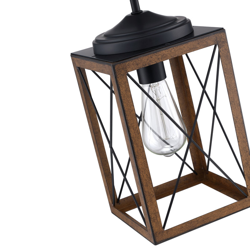 Gracela 1 - Light Lantern Rectangle Pendant, Brown/Black, 62.25" H x 6.5" W x 6.5" D