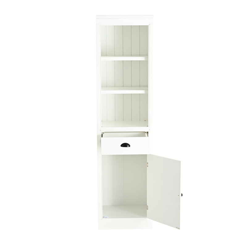 Unité de rangement autoportante de 75 po avec tablettes à livres et tiroir, finition peinte rétro, pour bureau d'étude