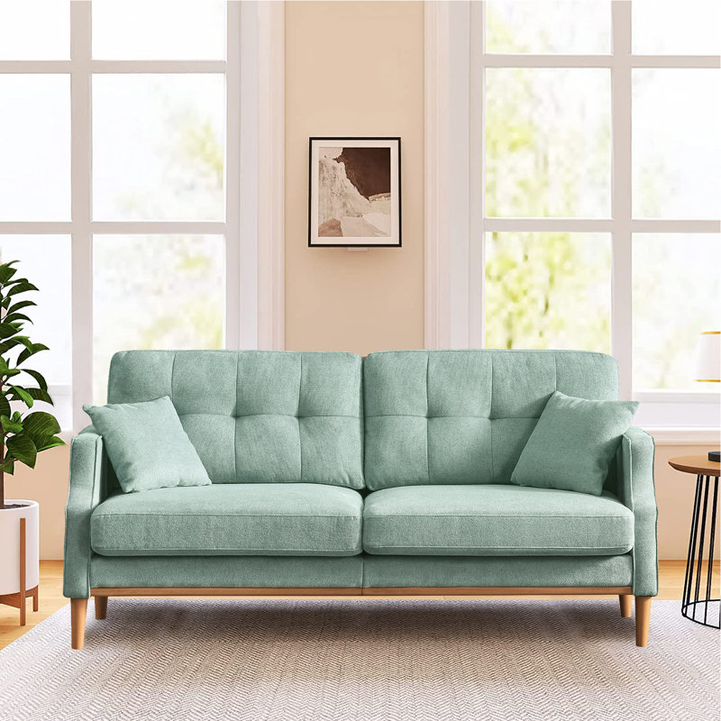 Canapé à accoudoirs carrés Reese, Polyester vert