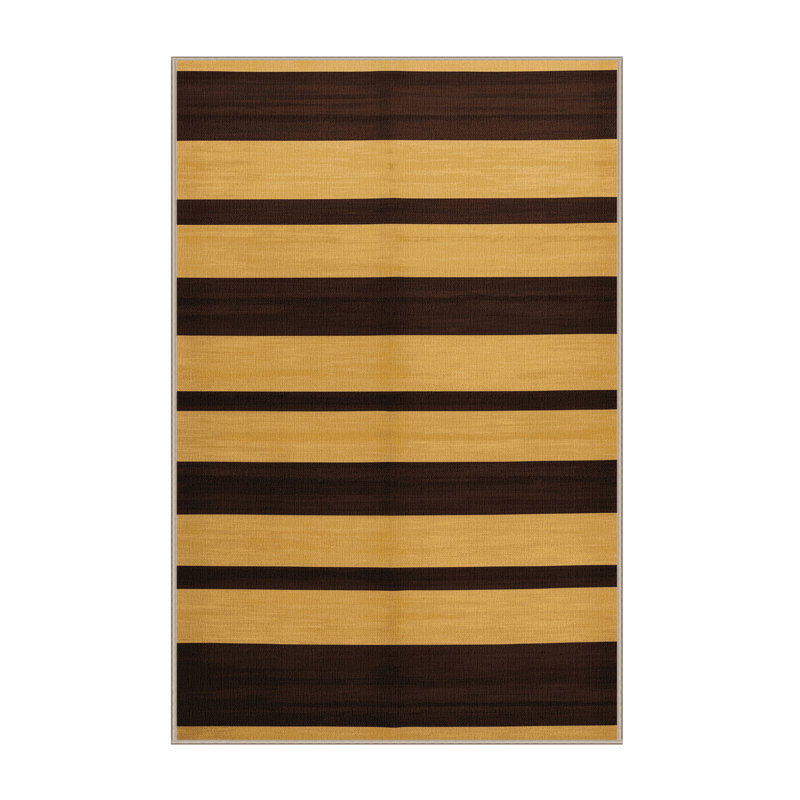 Machine Washable Horizontal Stripes Yellow Area Rug, Rectangle 2' x 3'