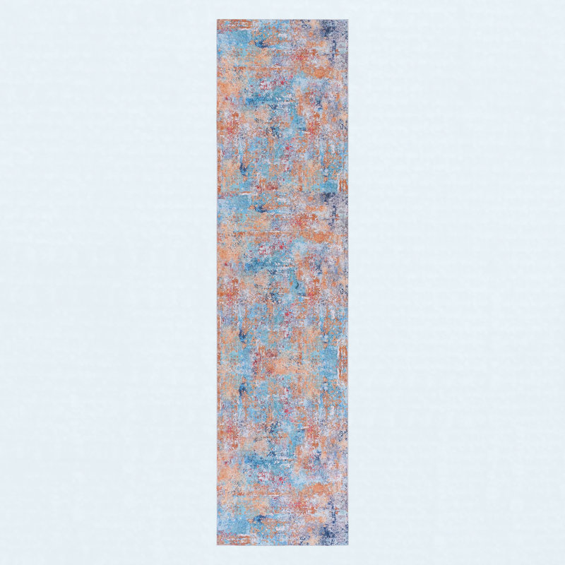 Multi Chenille Machine Washable Non-Slip Low-Pile Runner Rug 2'6'' x 10' Multi